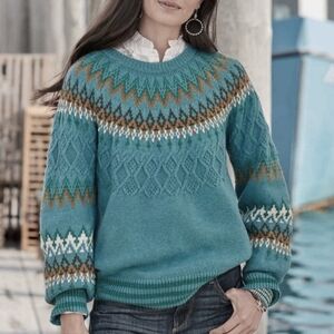 Sundance Blue and Brown Patterned Sweater
